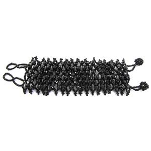 Chinese Crystal glass Bracelet, seed glass bead, black, approx 50mm wide, 7.5 inch(19cm) length