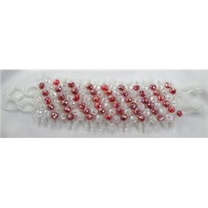 Chinese Crystal glass Bracelet, seed glass bead, approx 50mm wide, 7.5 inch(19cm) length