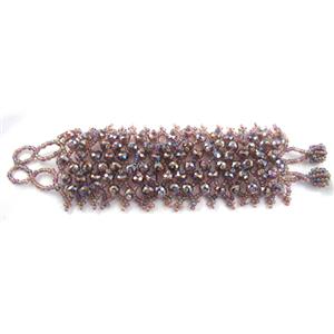 Chinese Crystal glass Bracelet, seed glass bead, approx 50mm wide, 7.5 inch(19cm) length