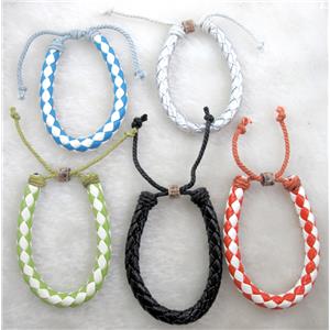 PU Leather Bracelet, mixed, 8mm thick, 8 inch length