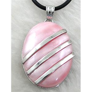 Acrylic Necklace, alloy, rubber cord, 25x35mm, 16 inch length