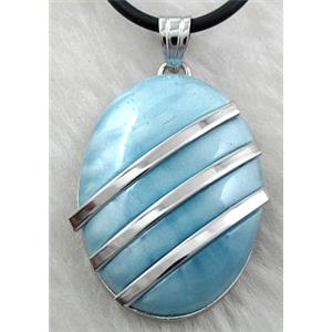 Acrylic Necklace, alloy, rubber cord, 25x35mm, 16 inch length