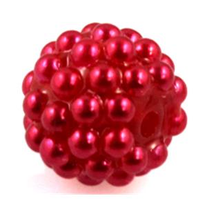 resin bead, round, red, 14mm dia, 2.5mm hole