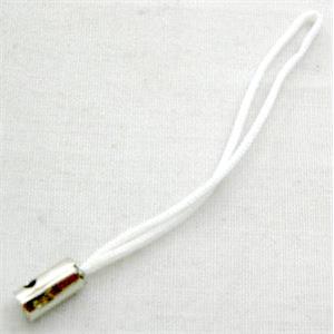 Mobile phone cord, white, tube:4mm dia, 50mm length