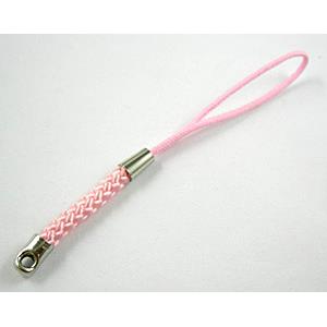 Mobile phone rope, Pink, String hanger with ends Clasp, 7cm(2.7 inch) length