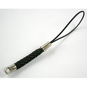 mobile phone strap, Black, String hanger with ends Clasp, 7cm(2.7 inch) length
