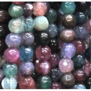 agate beads, faceted round, mixed color, 4mm dia, approx 98pcs per st
