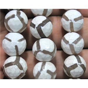 tibetan Agate stone bead, faceted round, 10mm dia, approx 38pcs per st
