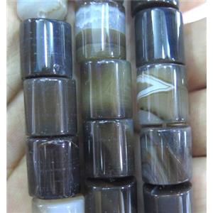 agate beads, black, heishi, approx 13x14mm