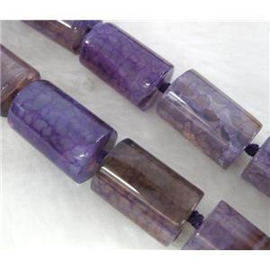 agate stone bead, tube, purple, approx 18-23mm, 12-14mm thickness