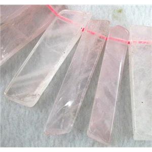 Rose Quartz collar beads, stick, pink, top drilled, approx 20-55mm