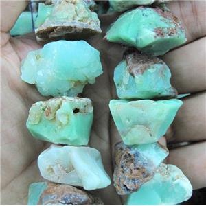 natural Australian Chrysoprase bead chips, freeform, nugget, green, approx 15-25mm. 15 inches