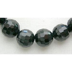 handmade 96 faceted round Glass Beads, jet, 8mm dia, 42pcs per st