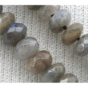 Labradorite Stone bead, faceted rondelle, approx 4x6mm