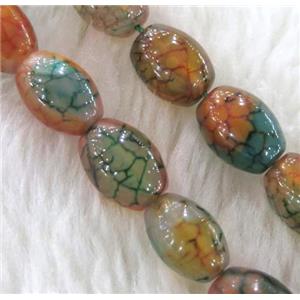 dragon veins Agate bead, barrel, colorful, approx 8x12mm, 15.5 inches