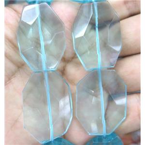 blue Topaz beads synthetic with crystal, faceted freeform, approx 23x32mm