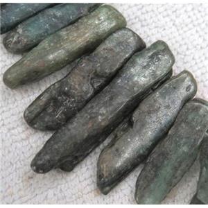 green kyanite stick bead for necklace, freeform, approx 15-50mm
