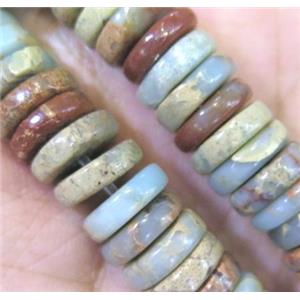 snakeskin jasper bead, heishi, approx 3x10mm