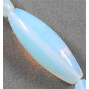 opal bead, white, rice, 10x30mm, approx 13pcs per st