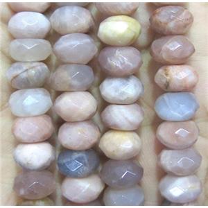 natural Sunstone bead, faceted rondelle, approx 13x18mm