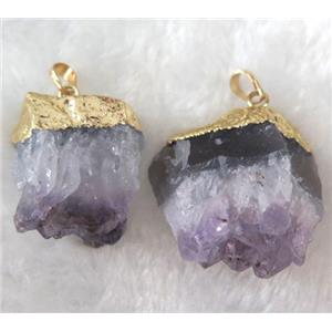 druzy amethyst pendant, freeform, approx 15-35mm