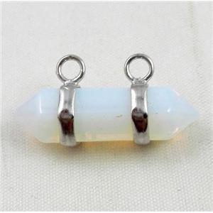 white opalite pendant with 2-holes, bullet, approx 10-30mm