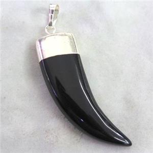 black onyx horn pendant, approx 12-40mm