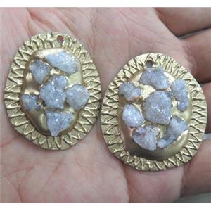 druzy quartz pendant, copper, dark-gold plated, approx 20-40mm