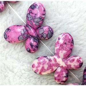 Rain colored stone bead, stability, butterfly, 25x35mm