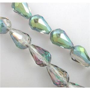 chinese crystal glass bead, faceted drip, 10x15mm