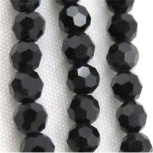 Chinese crystal bead, faceted round, black, approx 6mm dia, 100pcs per st