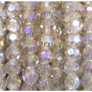 chinese crystal beads, faceted round, silver champagne, approx 4mm dia, 100pcs per st