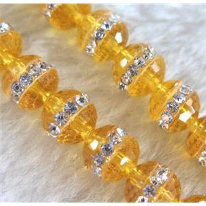 Chinese crystal bead with rhinestone, faceted round, approx 10mm dia, 40pcs per st