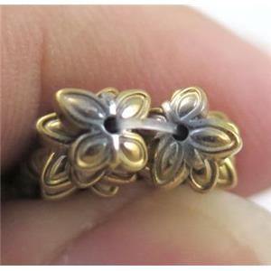 Hematite beadcap, clover, gold electroplated, approx 6x2mm