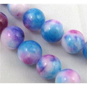 Persia jade bead, round, stabile, colorful, 12mm dia, approx 32pcs per st
