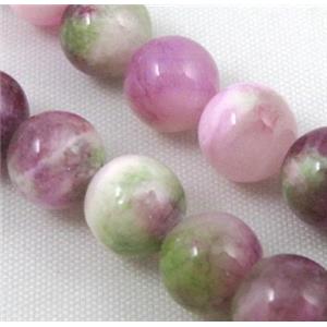 Persia jade bead, round, stabile, colorful, 14mm dia, approx 28pcs per st