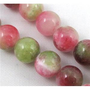 Persia jade bead, round, stabile, colorful, 14mm dia, approx 28pcs per st