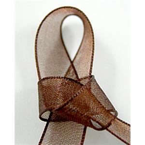 Organza Ribbon Cord, coffee, 25mm wide