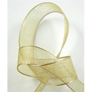 Organza Ribbon Cord, lt.coffee, 7mm wide