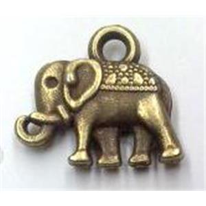 tibetan silver elephant pendants non-nickel, bronze, approx 14x12mm