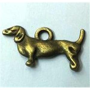 tibetan silver dog pendants non-nickel, bronze, approx 19x10mm