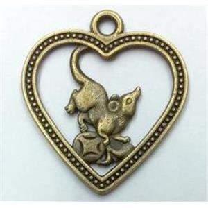 tibetan silver pendant, Chinese Zodiac Rat, approx 22mm dia