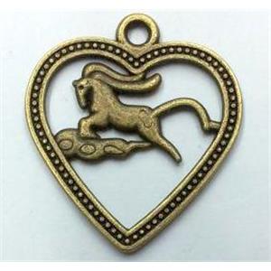 tibetan silver pendant, Chinese Zodiac, Horse, approx 22mm dia