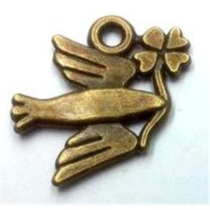 tibetan silver bird pendants non-nickel, bronze, approx 18x18mm