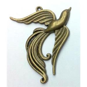 tibetan silver phoenix pendants non-nickel, bronze, approx 45x46mm