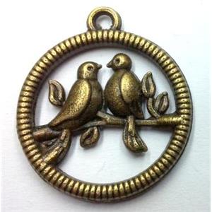 Tibetan silver bird pendant, non-nickel, bronze, approx 21x24mm