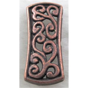 Bracelet Spacer Tibetan Silver Charms Non-Nickel, Antique Red, 12x26mm, 3 row hole