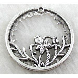Tibetan Silver charms pendant Non-Nickel, 36mm dia