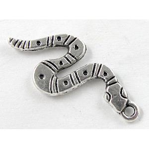 Tibetan Silver Snake Charm Non-Nickel, 11x25mm