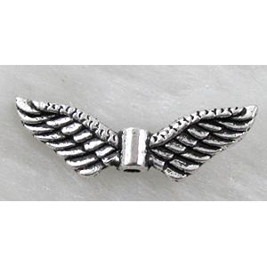 Tibetan Silver Angel wing beads non-nickel, 24x7mm